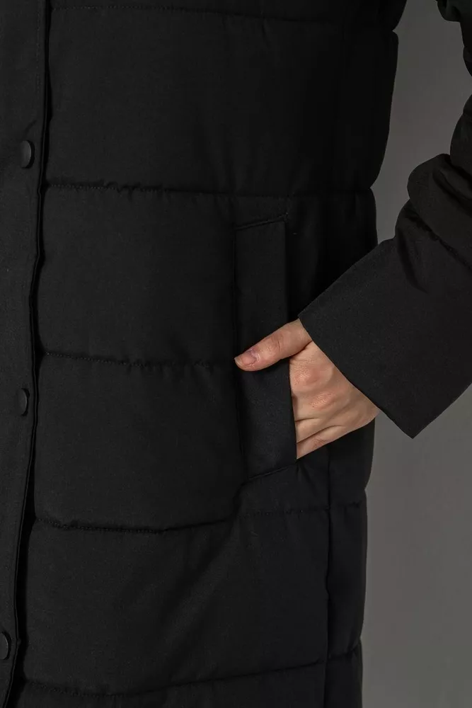 Купити Куртка жіноча подовжена батал  -уцінка, колір чорний, 207R006-1-U-4 - Фото №6