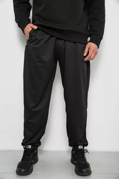 Спортивні штани чоловічі однотонні, колір чорний, 244RY-428