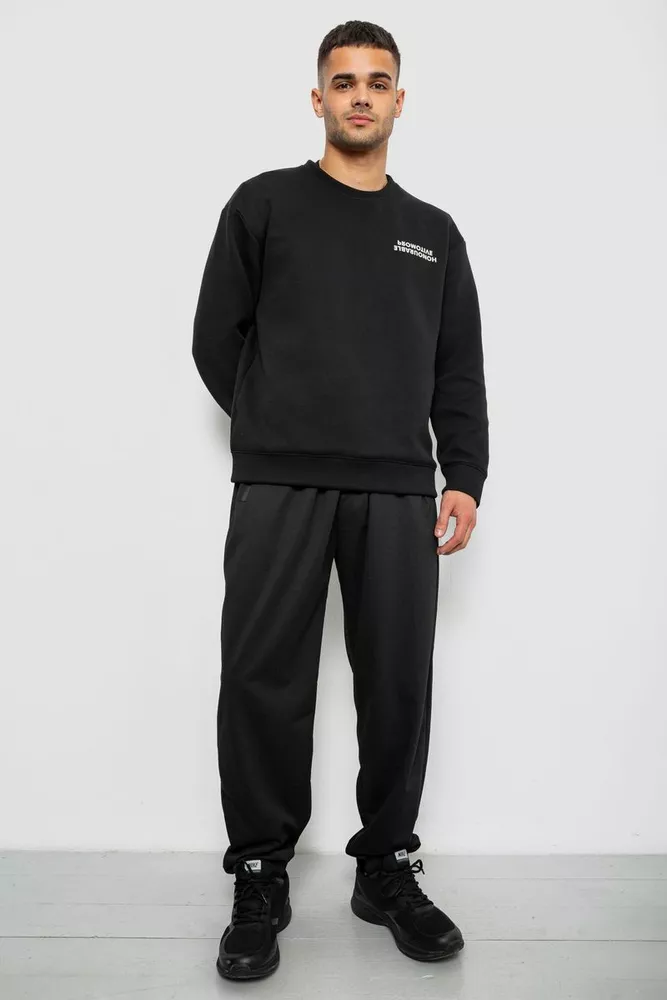 Купити Спортивні штани чоловічі однотонні, колір чорний, 244RY-428 - Фото №2