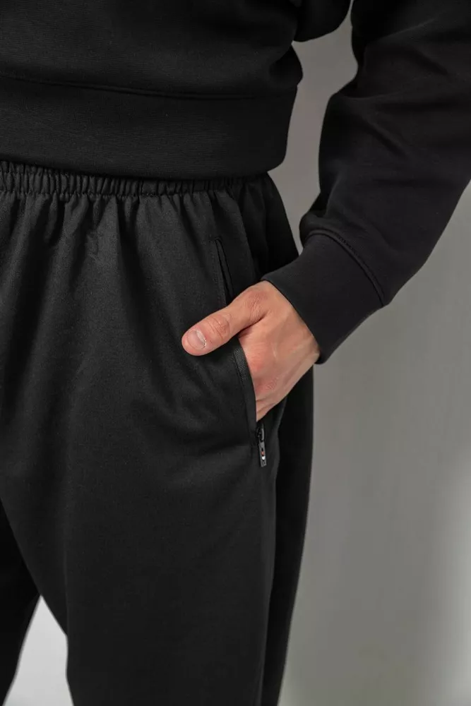 Купити Спортивні штани чоловічі однотонні, колір чорний, 244RY-428 - Фото №5