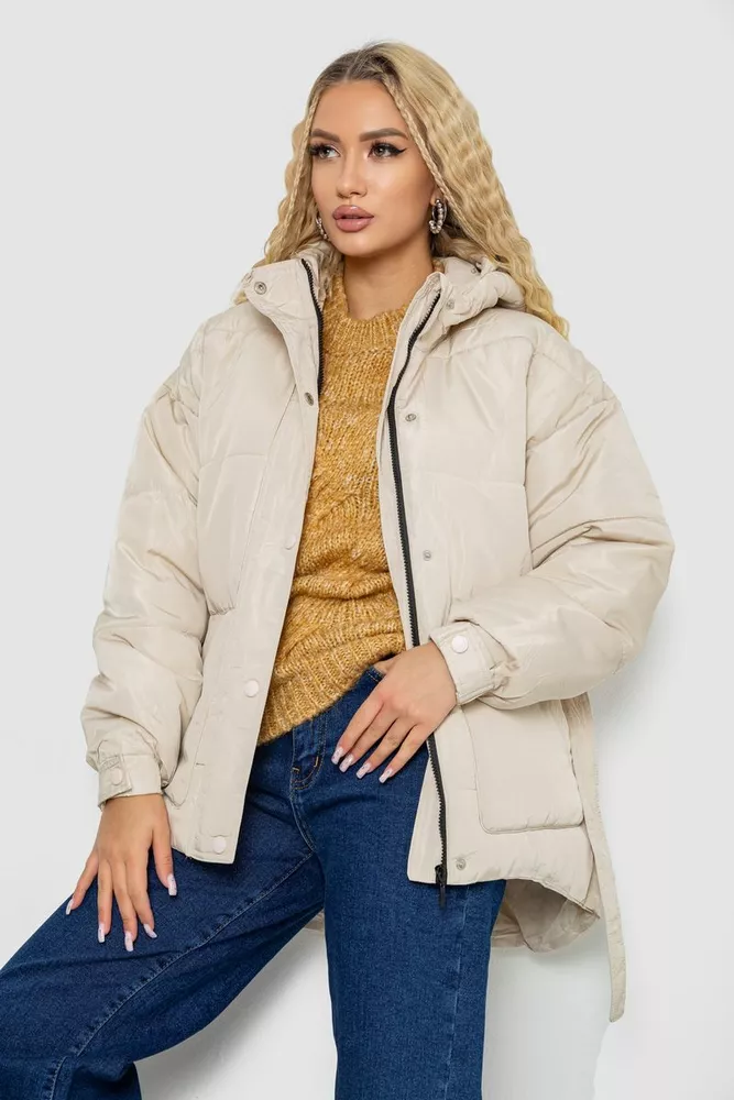 Купить Куртка женская демисезонная с поясом  -уценка, цвет светло-бежевый, 207R2023-U-5 - Фото №3