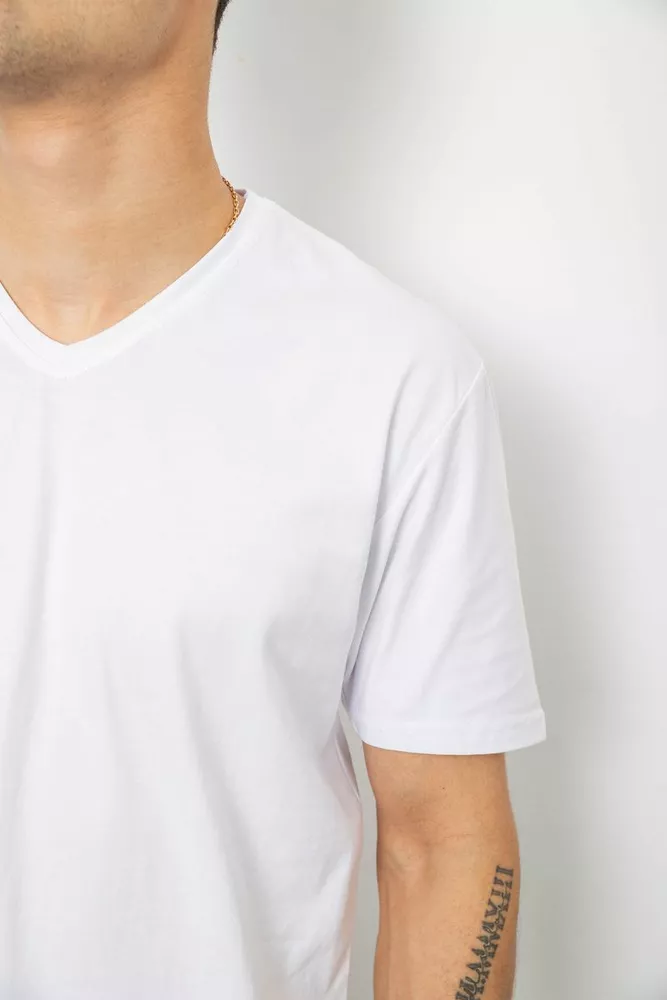 Купить Футболка мужская однотонная, цвет белый, 244R386-6 - Фото №5