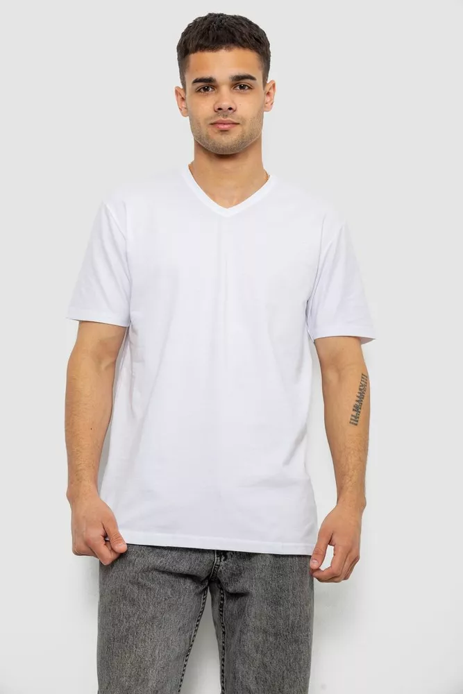 Купить Футболка мужская однотонная, цвет белый, 244R386-6 - Фото №1