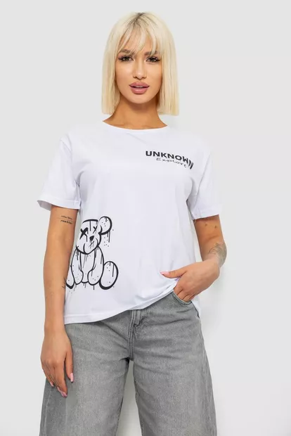 Футболка женская с принтом, цвет белый, 244R2001-5