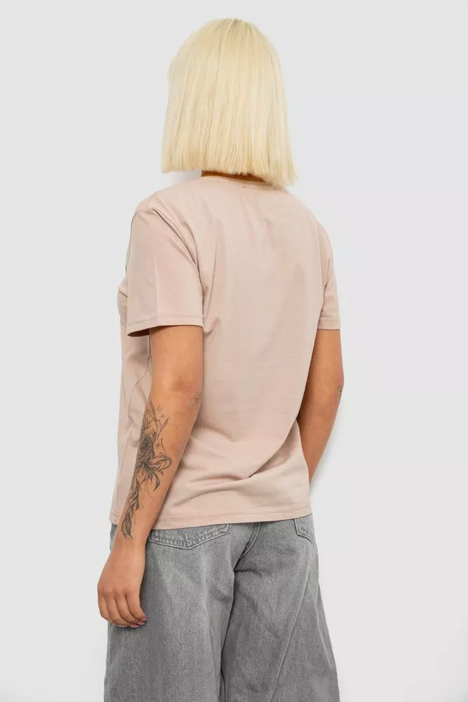 Купить Футболка женская с принтом, цвет бежевый, 244R2001-5 - Фото №4