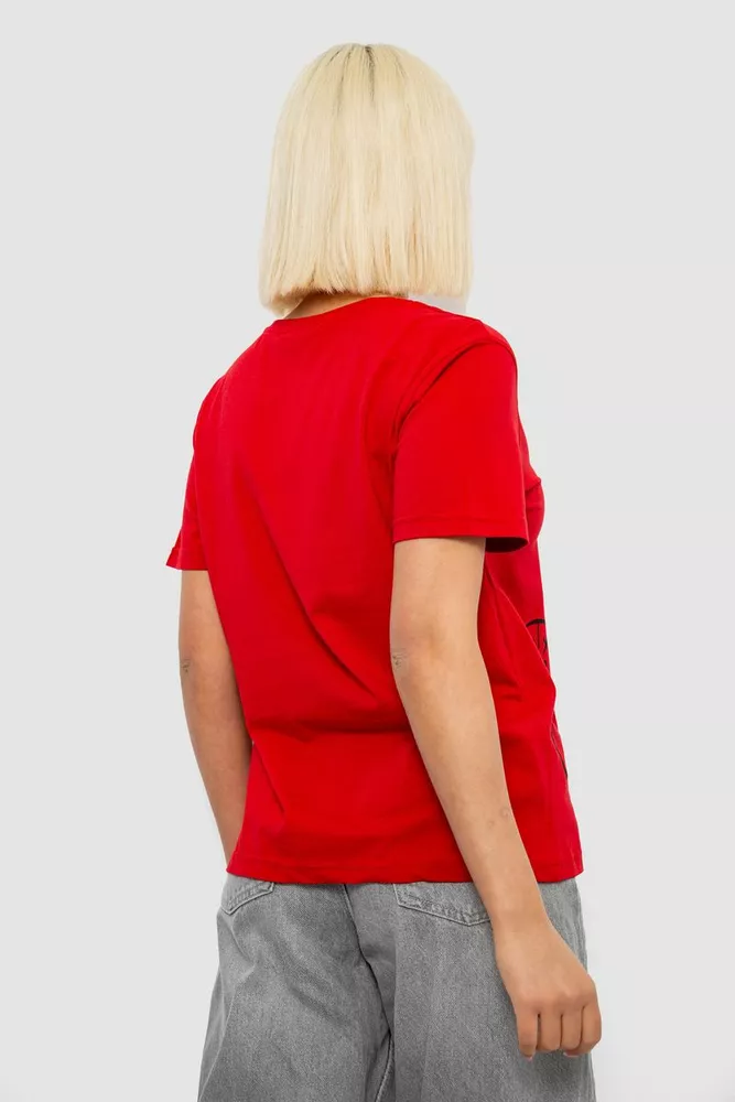 Купить Футболка женская с принтом, цвет красный, 244R2001-5 - Фото №4