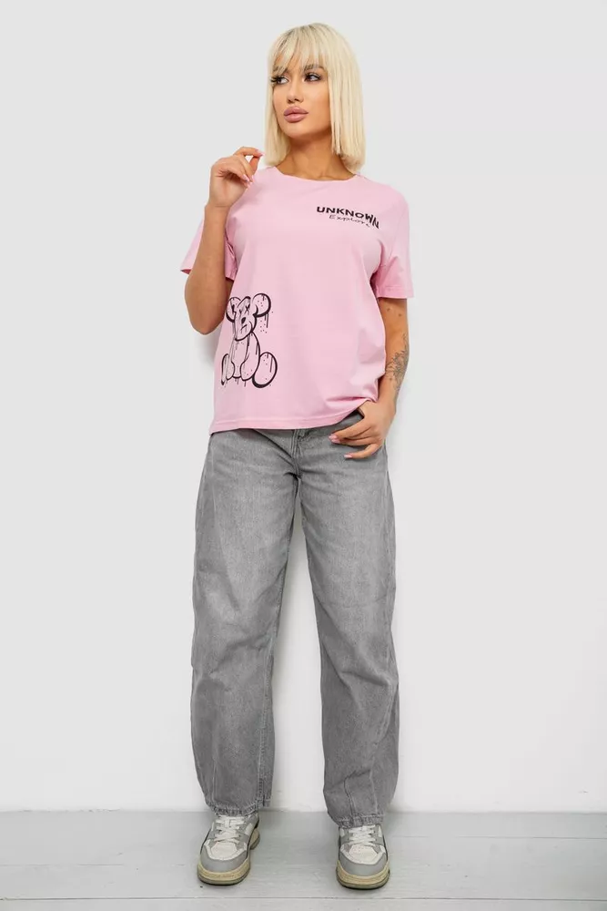 Купить Футболка женская с принтом, цвет розовый, 244R2001-5 - Фото №2