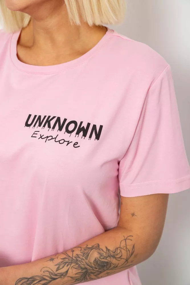 Купить Футболка женская с принтом, цвет розовый, 244R2001-5 - Фото №5