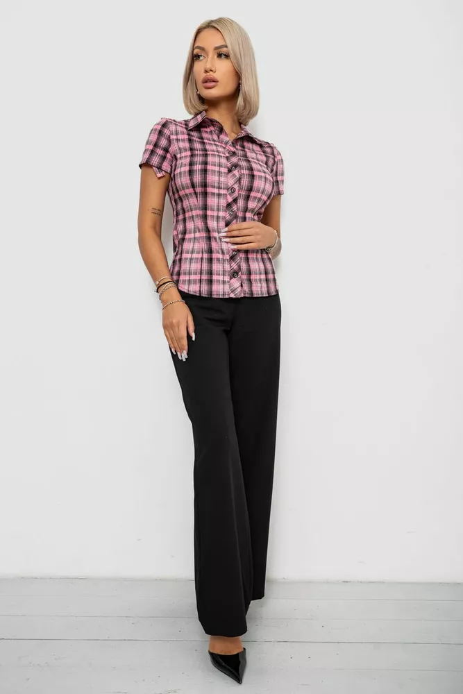 Купити Сорочка жіноча в клітку повсякденна, колір рожевий, 230R062 оптом - Фото №2