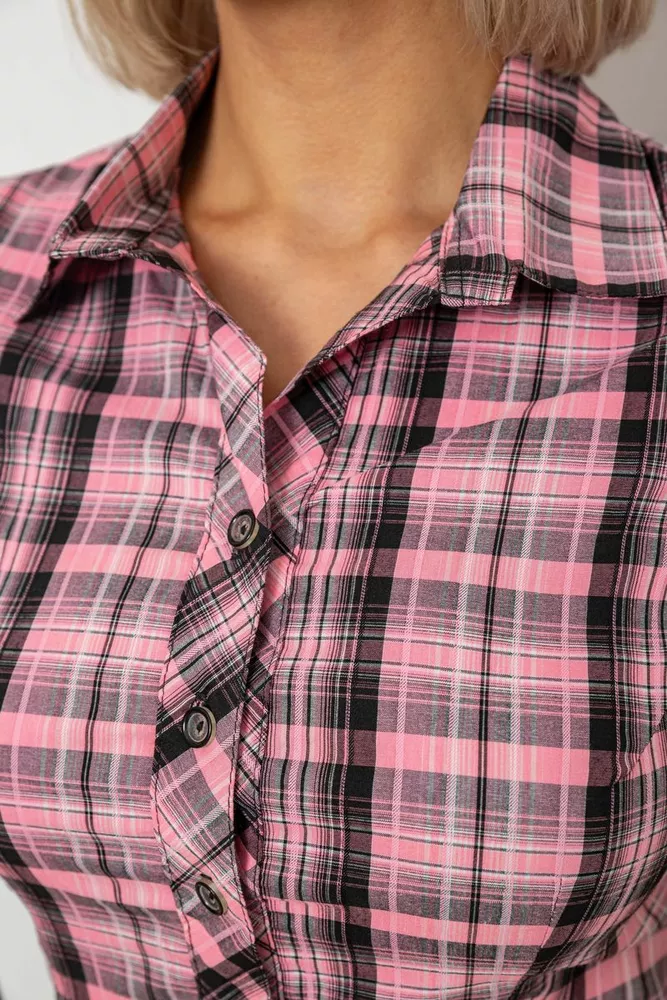 Купити Сорочка жіноча в клітку повсякденна, колір рожевий, 230R062 оптом - Фото №5