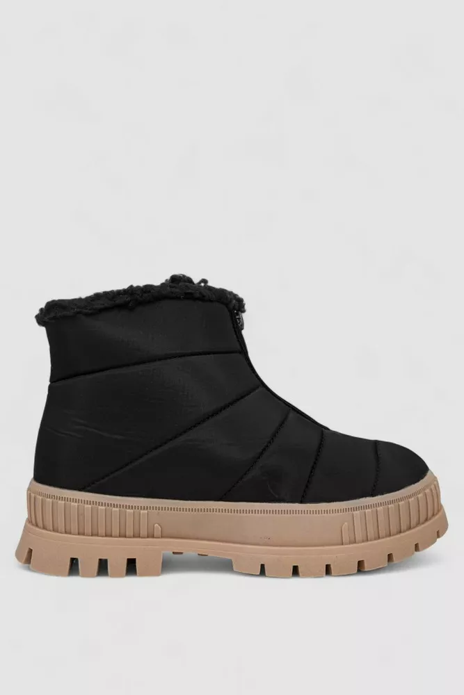 Купити Дутики жіночі зимові на хутрі, колір чорно-бежевий, 248RCX1740 - Фото №1