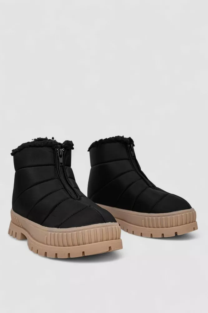 Купити Дутики жіночі зимові на хутрі, колір чорно-бежевий, 248RCX1740 - Фото №3