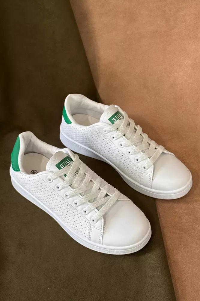 Купити Кеди жіночі, колір біло-зелений, 248RR65 - Фото №1