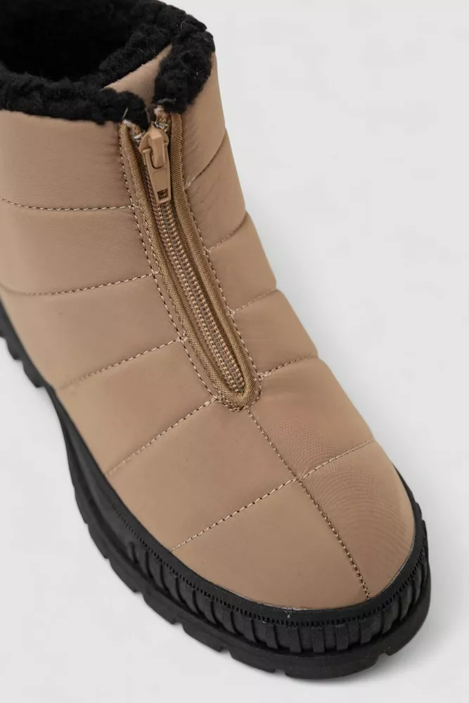 Купить Дутики женские зимние на меху, цвет бежево-черный, 248RCX1740 - Фото №2