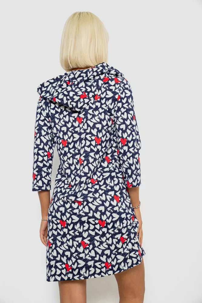 Купити Халат жіночий на блискавці з принтом, колір синьо-білий, 257R1026 оптом - Фото №4