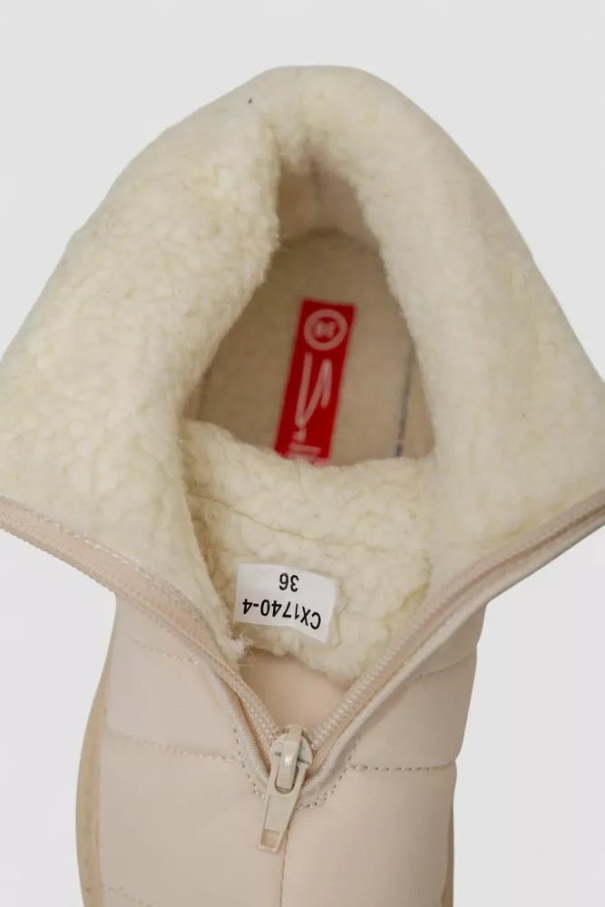 Купити Дутики жіночі зимові на хутрі, колір бежевий, 248RCX1740 - Фото №6