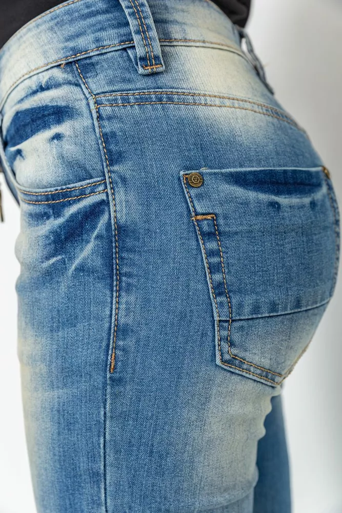 Купити Джинси жіночі з потертостями, колір синій, 244RS03 - Фото №5