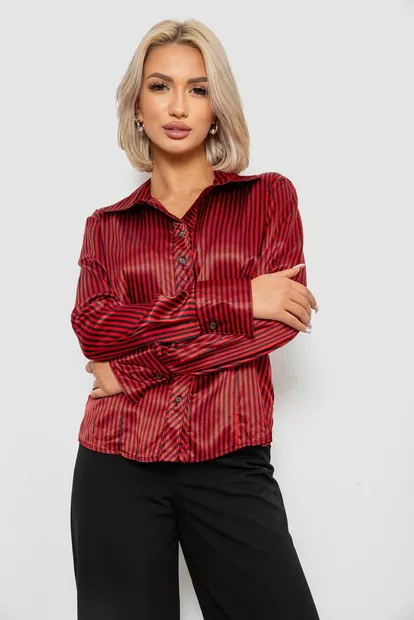 Сорочка класична в смужку  -уцінка, колір чорно-червоний, 230R66-U-59