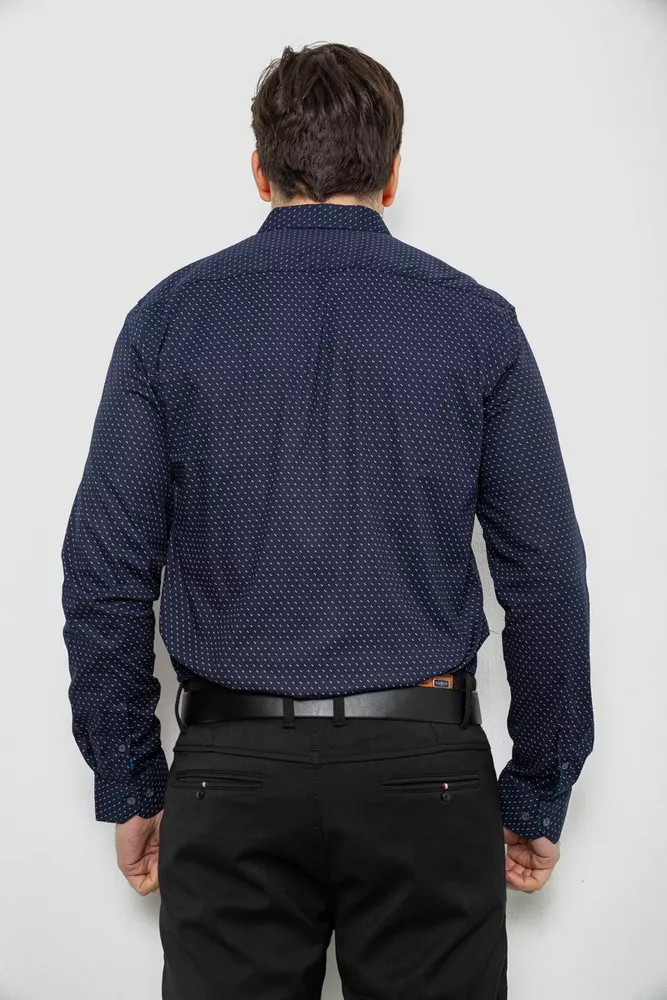 Купити Сорочка чоловіча однотонна з принтом, колір темно-синій, 186R2025 оптом - Фото №4