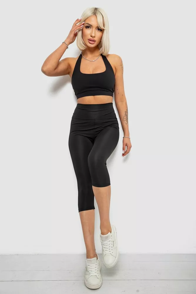 Купить Треки женские однотонные, цвет черный, 214R342 оптом - Фото №2