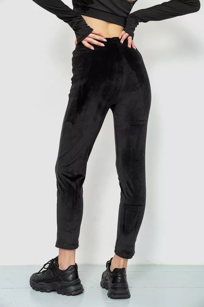 Купити Спорт штани жіночі велюрові, колір чорний, 244R5569 оптом - Фото №4