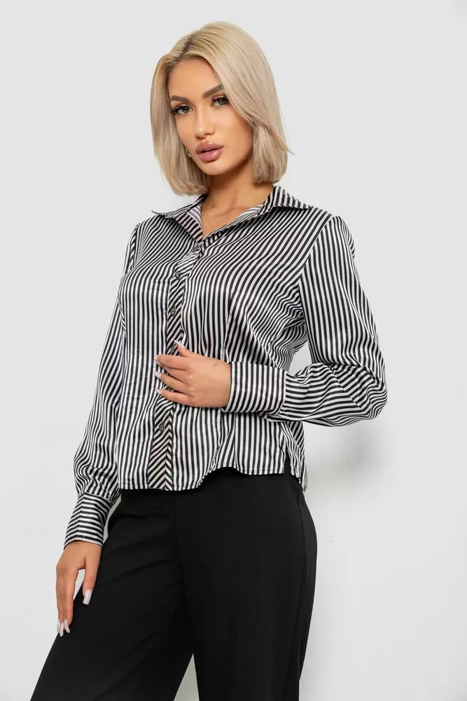 Купить Рубашка классическая в полоску  -уценка, цвет черно-белый, 230R66-U-55 - Фото №3