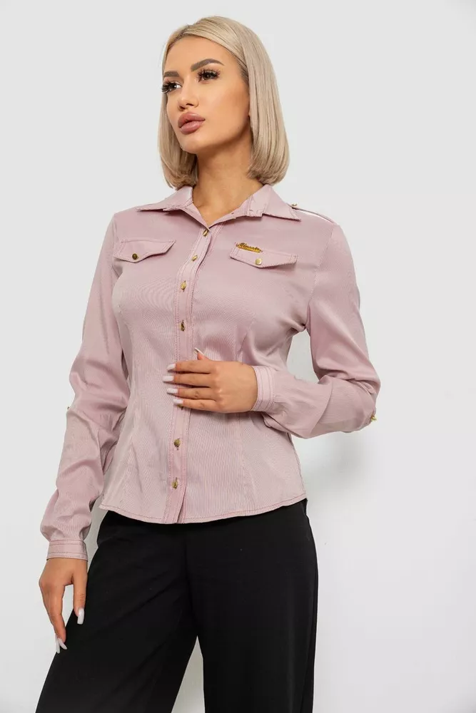Купить Рубашка классическая в полоску  -уценка, цвет пудровый, 230R646-U-39 - Фото №3