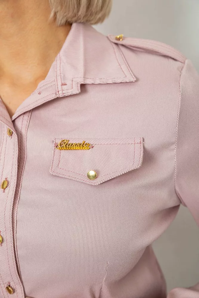 Купить Рубашка классическая в полоску  -уценка, цвет пудровый, 230R646-U-39 - Фото №5