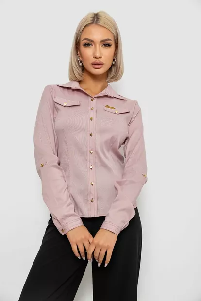 Сорочка класична в смужку  -уцінка, колір пудровий, 230R646-U-41