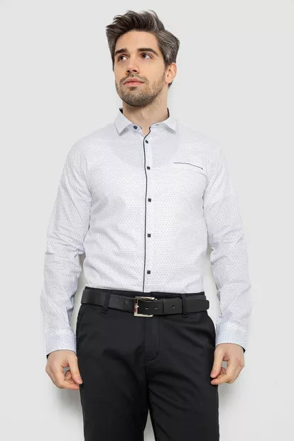 Рубашка мужская однотонная с принтом, цвет белый, 186R2025