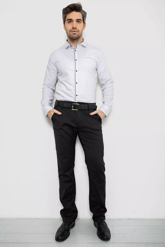 Купити Сорочка чоловіча однотонна з принтом, колір білий, 186R2025 оптом - Фото №2