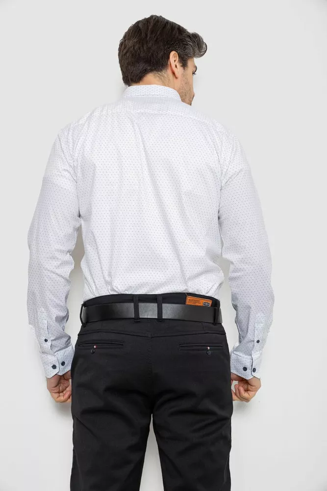 Купити Сорочка чоловіча однотонна з принтом, колір білий, 186R2025 оптом - Фото №4