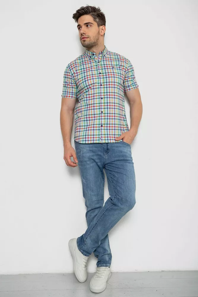 Купить Рубашка мужская в клетку  -уценка, цвет голубой, 214R842-U-13 - Фото №2