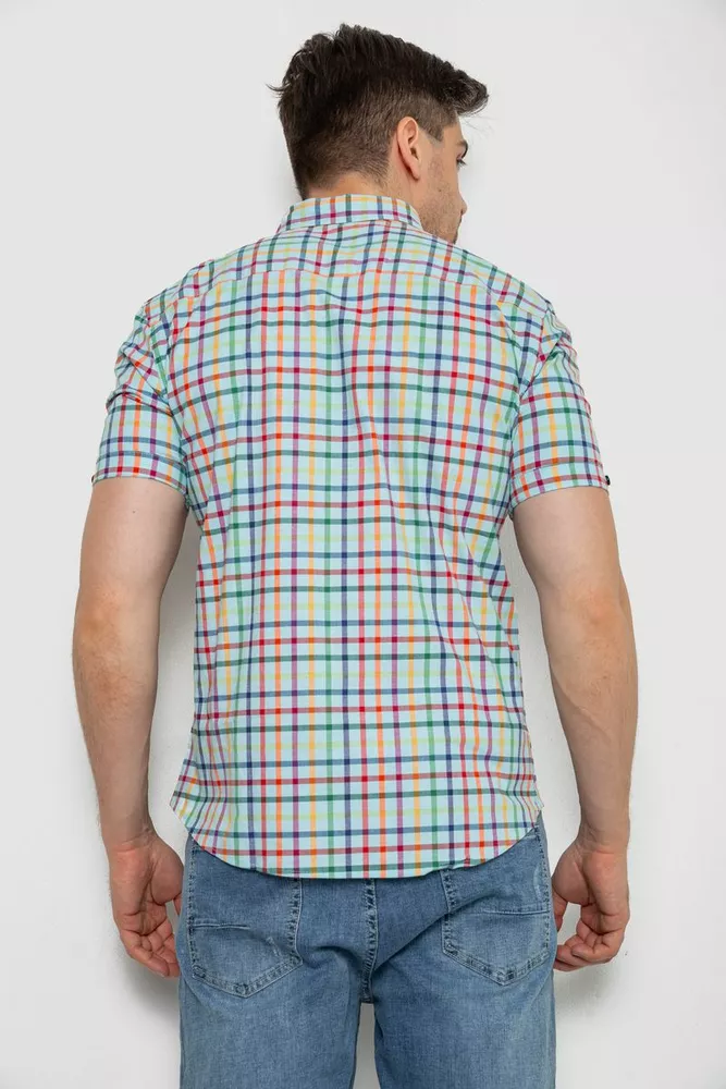 Купить Рубашка мужская в клетку  -уценка, цвет голубой, 214R842-U-13 - Фото №4