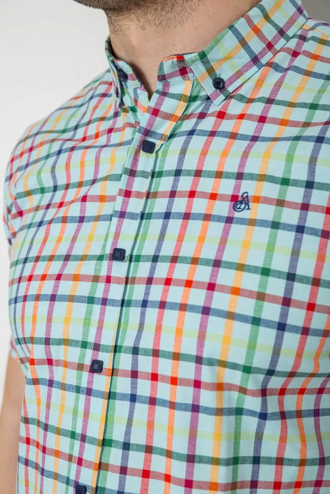 Купить Рубашка мужская в клетку  -уценка, цвет голубой, 214R842-U-13 - Фото №5