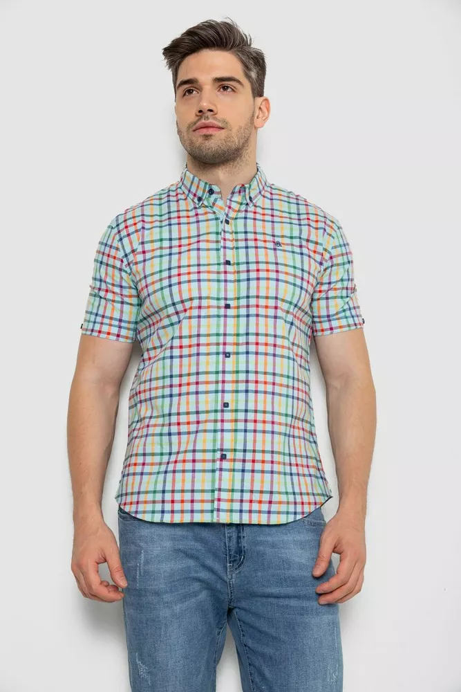 Купить Рубашка мужская в клетку  -уценка, цвет голубой, 214R842-U-13 - Фото №1