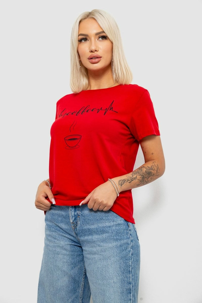 Купить Футболка женская с принтом, цвет красный, 244R1251 - Фото №3