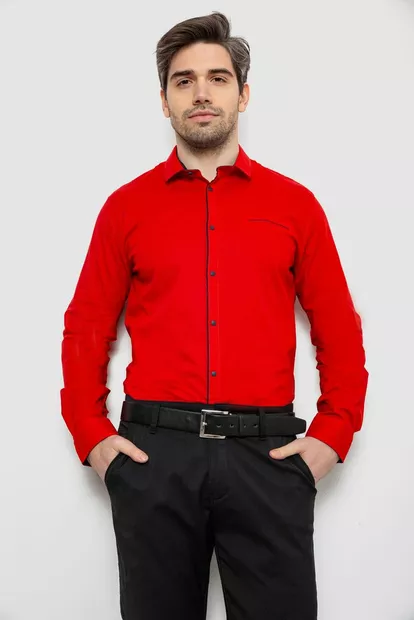 Рубашка мужская однотонная с принтом, цвет красный, 186R2025