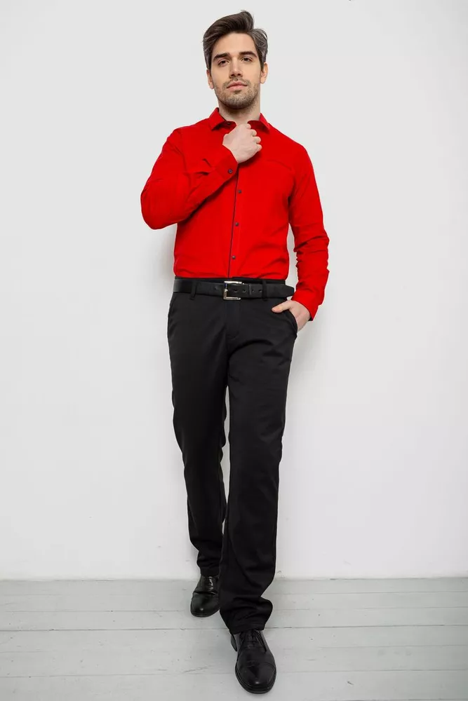 Купить Рубашка мужская однотонная с принтом, цвет красный, 186R2025 - Фото №2