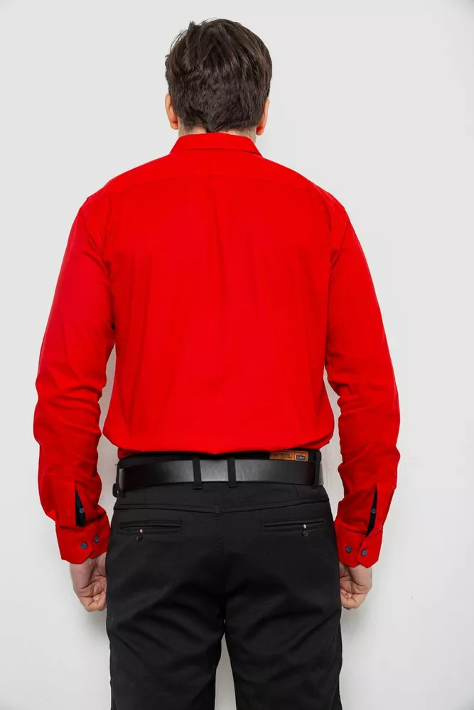 Купить Рубашка мужская однотонная с принтом, цвет красный, 186R2025 - Фото №4
