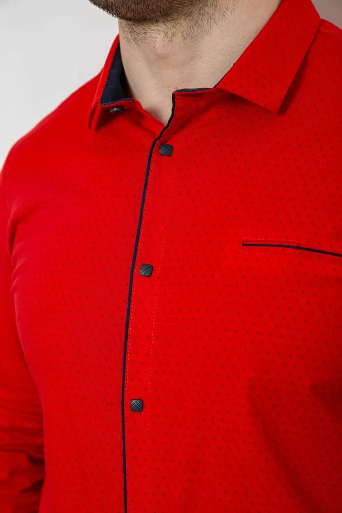 Купить Рубашка мужская однотонная с принтом, цвет красный, 186R2025 - Фото №5