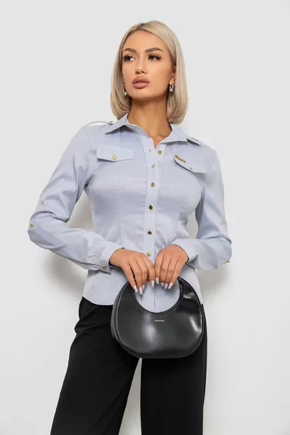 Рубашка классическая в полоску  -уценка, цвет серый, 230R646-U-37