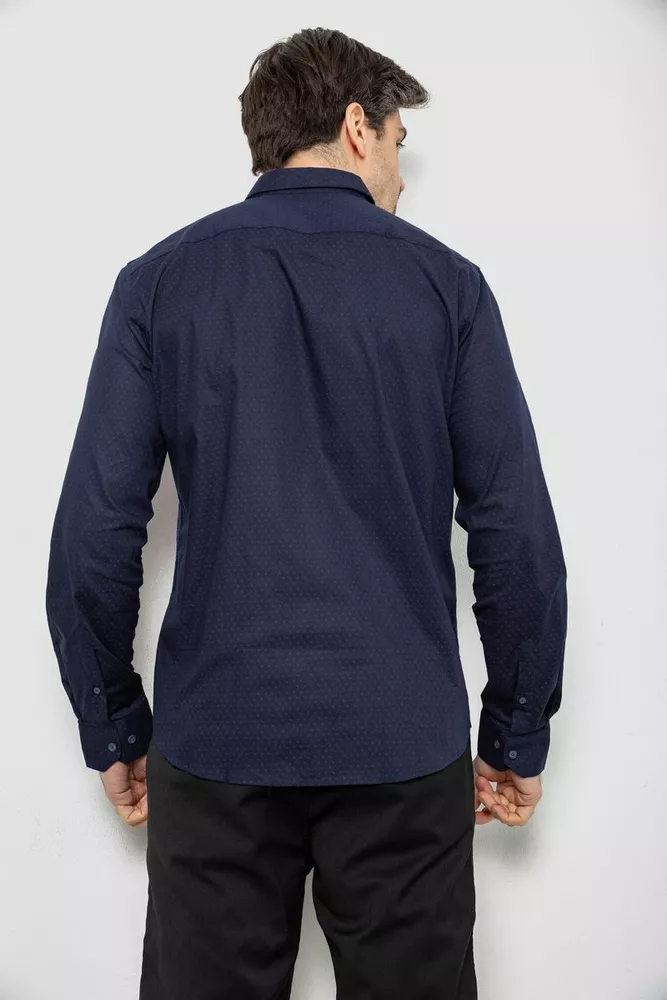 Купити Сорочка чоловіча однотонна з принтом, колір синій, 186R2025 - Фото №4