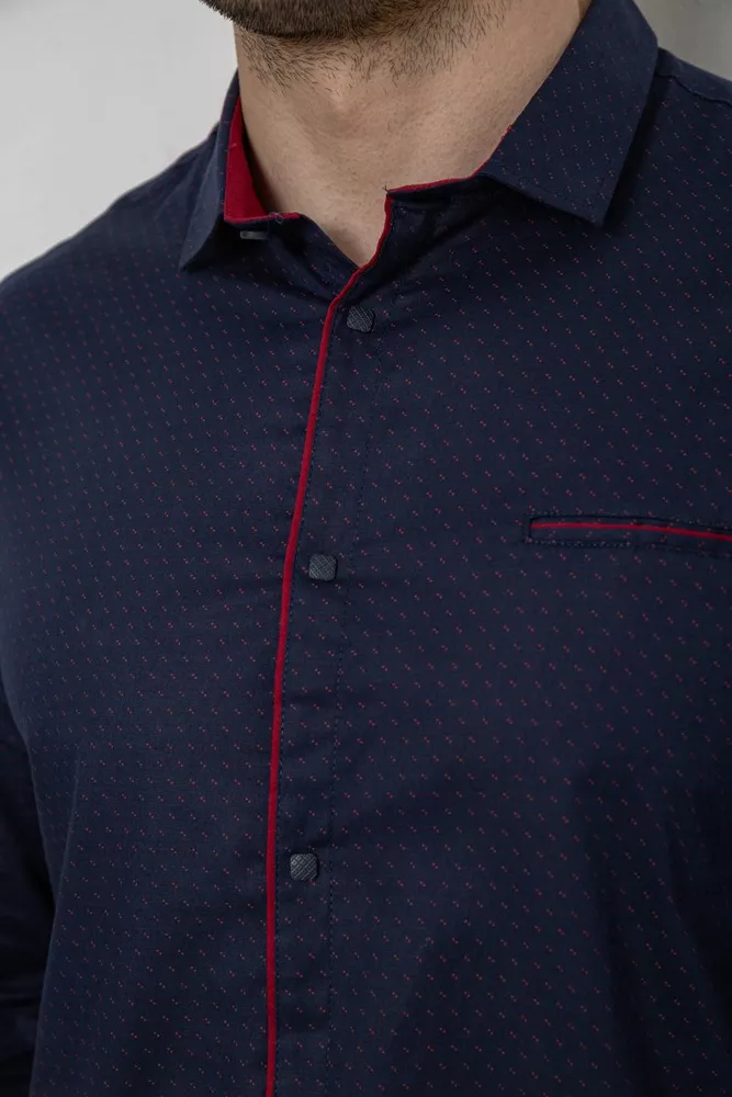 Купити Сорочка чоловіча однотонна з принтом, колір синій, 186R2025 - Фото №5