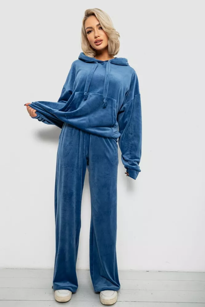 Купить Спортивный костюм женский велюровый, цвет джинс, 241R2001-20 оптом - Фото №1