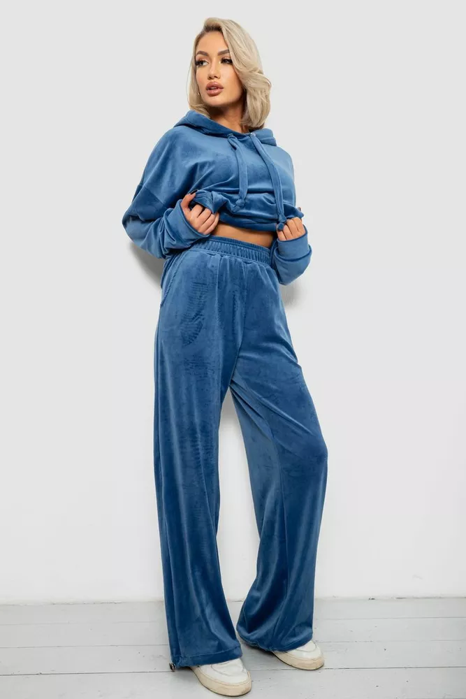 Купить Спортивный костюм женский велюровый, цвет джинс, 241R2001-20 оптом - Фото №3