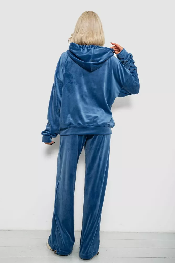Купить Спортивный костюм женский велюровый, цвет джинс, 241R2001-20 оптом - Фото №4