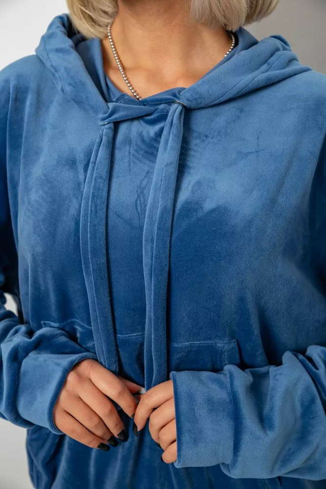 Купить Спортивный костюм женский велюровый, цвет джинс, 241R2001-20 оптом - Фото №5