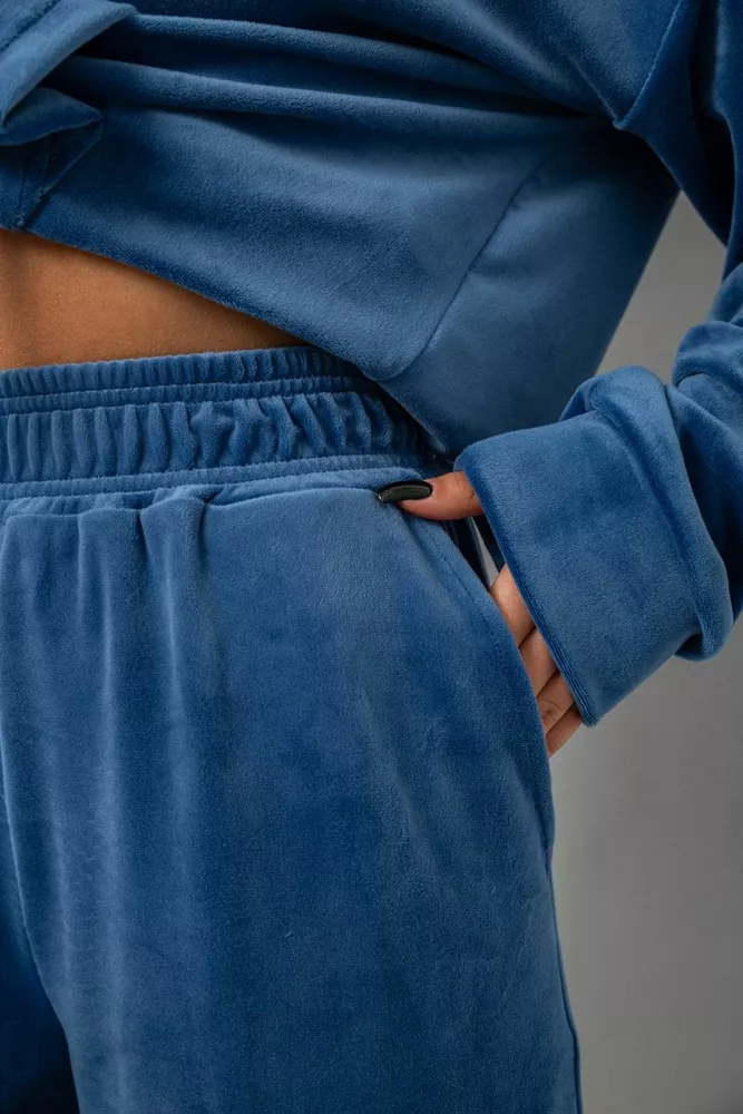 Купить Спортивный костюм женский велюровый, цвет джинс, 241R2001-20 оптом - Фото №6