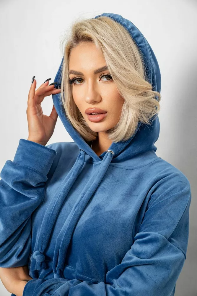 Купить Спортивный костюм женский велюровый, цвет джинс, 241R2001-20 оптом - Фото №8